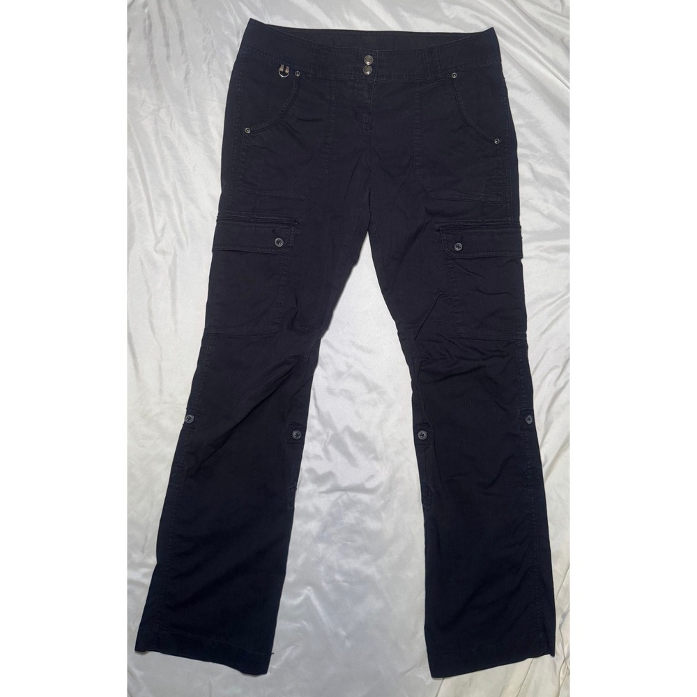 ExOfficio Cargo Pants Womens 6 Black Roll Up Tab Utility Gorpcore Streetwear